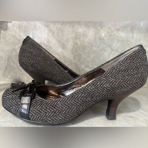 Sofft Classic Brown Herringbone Kitten Heel  Pumps